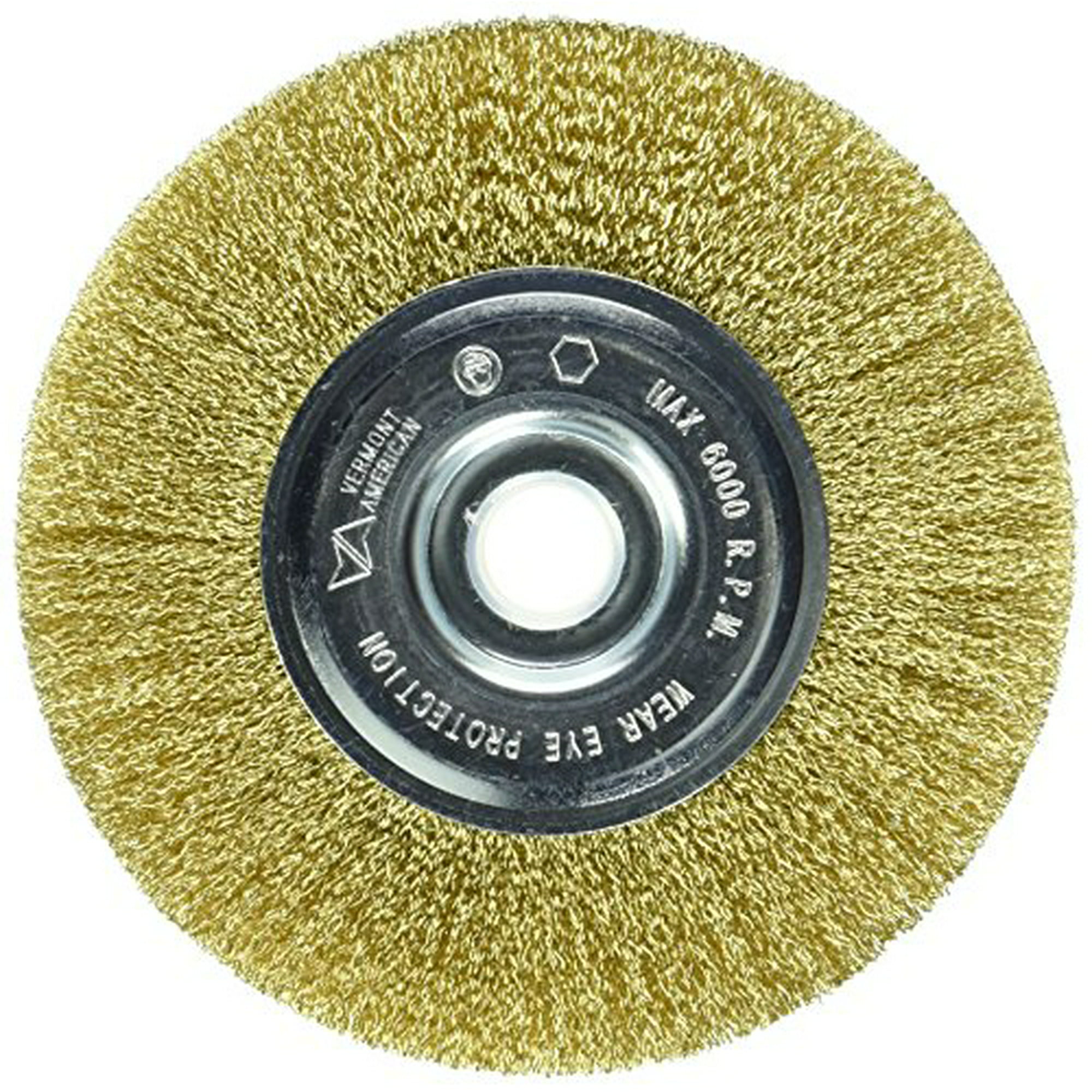 Vermont American 16800 5-Inch Fine Brass Wire Wheel Brush with 1/4-Inch Hex Shank for Drill 